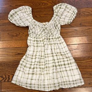 Promesa Green and White Plaid Mini Dress